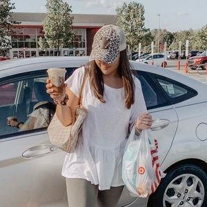 Lace front white tee